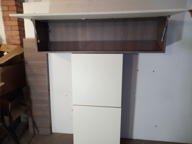 Sala moderna Parete Attrezzata composta da 2 pensili + mensola color Wenghe - Foto 4