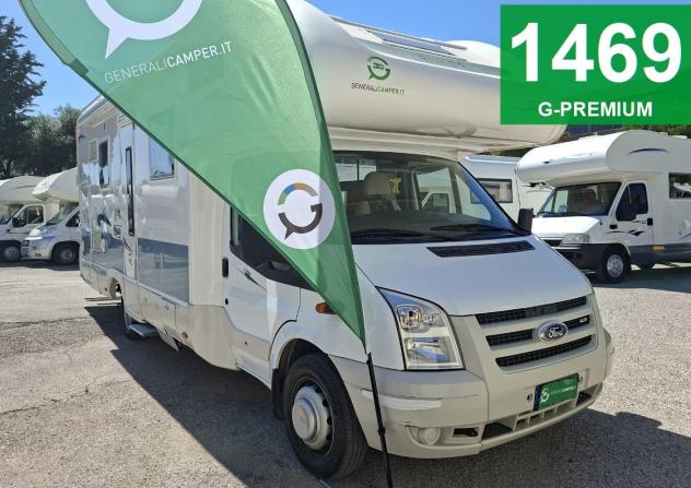 CAMPER RIMOR FORD MANSARDATO 7 POSTI DOPPIA DINETTE LETTI CASTELLO CLIMATIZZATORE PORTAMOTO GEMELLATO POSTERIORE CAMPEGGIO USATI GENERALI 1469