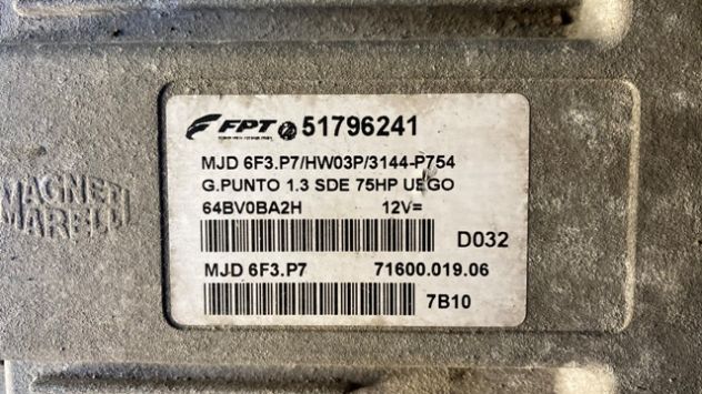 Centralina motore Fiat Grande Punto 1.3M.Jet del 2007 (51796241) - Foto 2