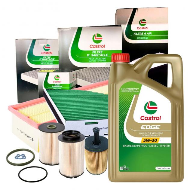 Kit Tagliando Castrol 4 Filtri + 5L Olio 5W30 LL per Golf V 1.9 2.0 TDI