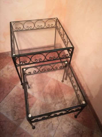 Set di tavolini in ferro e vetro - Foto 2