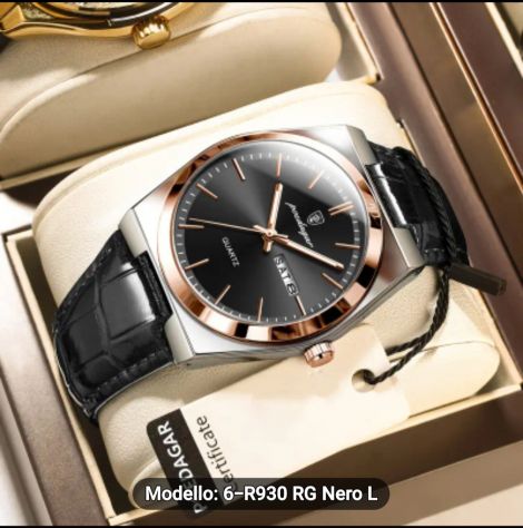 Orologio al Quarzo POEDAGAR da Uomo, Luminoso con Calendario.