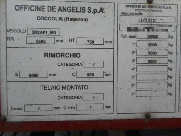 DE ANGELIS RIMORCHIO 3 ASSI 3R26P1-M ANNO 2010 rif. 24152918 - Foto 7