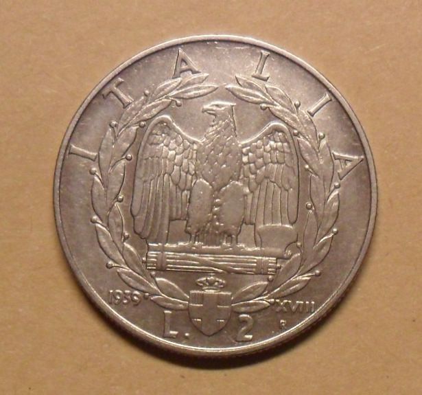 *MONETA DA 2 LIRE ANNO XVIII° DEL 1939 ANTIMAGNETICA DEL REGNO DI VITT. +