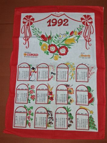 4 Strofinacci Canovacci Cucina Vintage Calendari 1990 1992 1997 2007 Natale - Foto 7