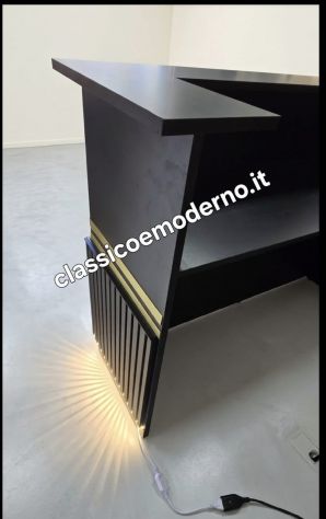 Bancone reception nero ed oro cannettato luce a led su misura con spedizione - Foto 3