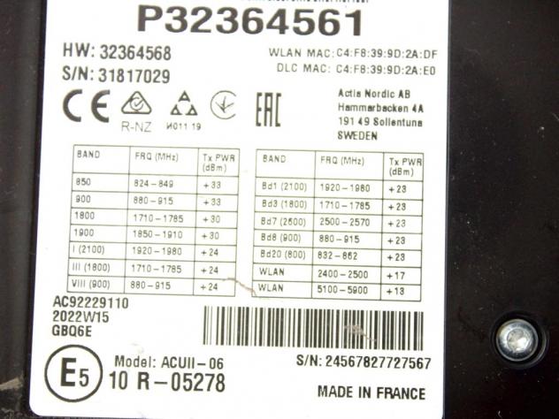 32364561 CENTRALINA MODULO CONNESSIONE INTERNET LTE VOLVO XC40 1.5 B 95KW 5P AUT (2022) RICAMBIO USATO - Foto 3