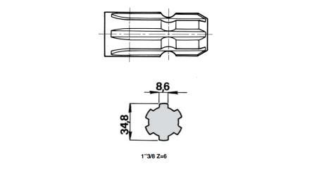 -ATTACCAMENTO CARDANICO 13/8 18x22x5 - 6 DENTI - Foto 2