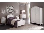 ARREDO CAMERA SHABBY LETTO SINGLOLO ARMADIO COMO' 2 COMODINI LACCATO BIANCO