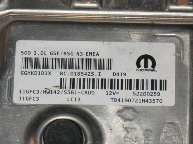 52200259 ECU CENTRALINA FIAT 5001.0L GSE HYBRID 52200259 11GFC3 HW142 BC0185425I - Foto 2