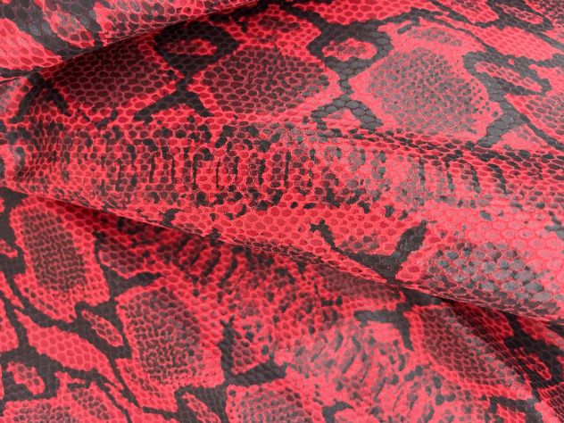 Pelle vitello stampata pitone rosso - Foto 7