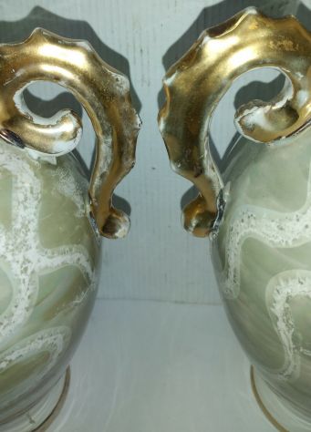 COPPIA DI VASI IN CERAMICA FILETTATI ORO ZECCHINO EPOCA ANNI 50/60 - Foto 7