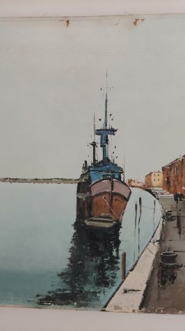 Vecchio dipinto olio su tela fondamenta nuove Venezia cm.50x70 firmato Ferro - Foto 4