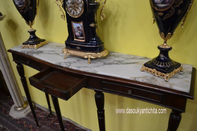 Console in mogano con piano in marmo anni 50 Mid-Century - Foto 7