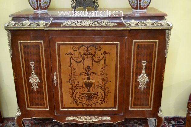 Servante-credenza intarsiata stile Luigi XV - Foto 6