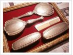 Servizio da toilette in argento pesante anni 60, 5 pezzi.