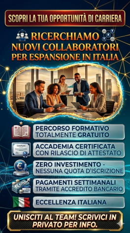 CERCO COLLABORATORI PER ESPANSIONE IN TUTTA ITALIA