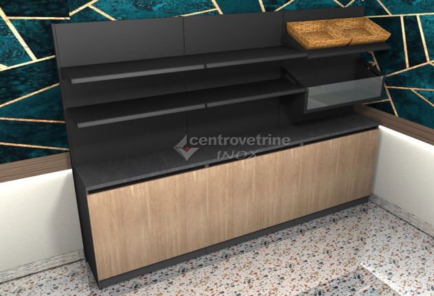RETROBANCO BISTROT KIT 369 DA 300 CON PIANI IN FERRO E CON CESTO PANE