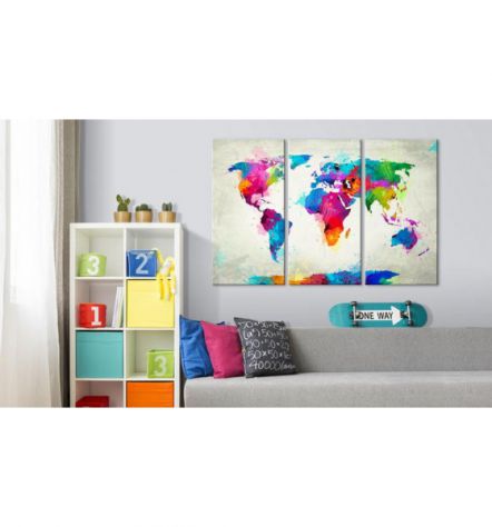 Quadro Di Sughero In 3 Parti Con Mappamondo Arredalacasa - Foto 2