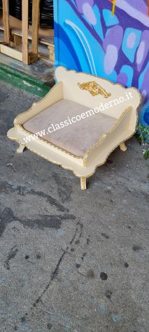 Lettino letto cane stile barocco classico avorio foglia oro con spedizione - Foto 2
