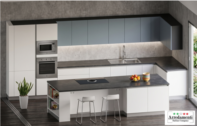 CUCINA AD ANGOLO CON PENISOLA CON AMPIA ISOLA CUCINE CON ELETTRODOMESTICI - Foto 2
