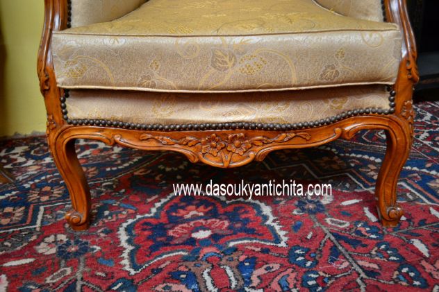 Poltrona bergère stile Luigi XV in noce - Foto 5
