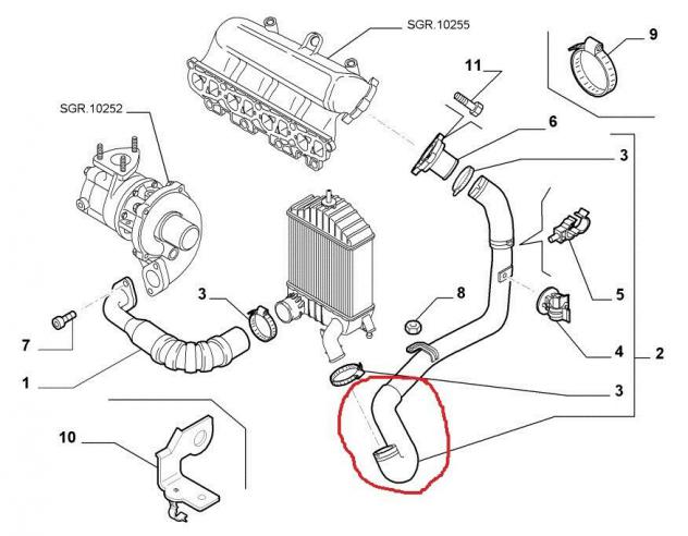 Tubo Intercooler Idea - Musa - Ypsilon 1.3 Multijet 51768138
