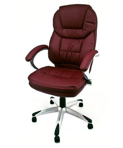 POLTRONA UFFICIO ERGONOMICA GIREVOLE IN ECOPELLE BORDEAUX - DIREZIONALE MODELLO ROGER - NUOVA - Foto 2