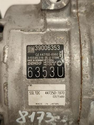 COMPRESSORE A/C OPEL Corsa E 3° Serie 39006353 GE447150-6960 B12XER benzina 1229 (15) - Foto 2
