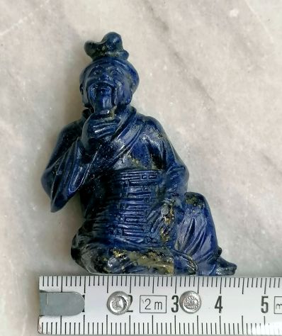 BELLISSIMA ANTICA PICCOLA SCULTURA IN AUTENTICO LAPISLAZZULO, CINA, INIZIO 1900. - Foto 10