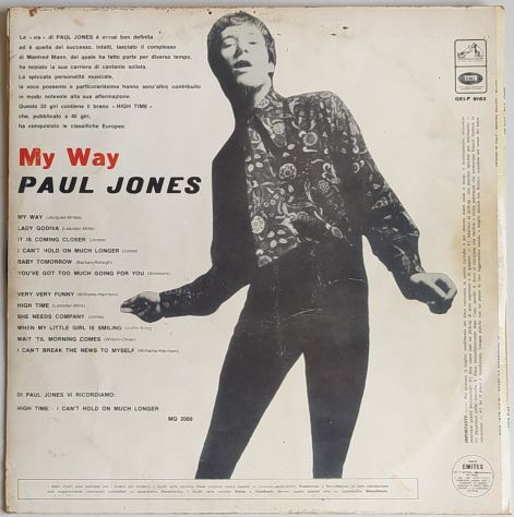 PAUL JONES -My Way- Edizioni EMI Italy- LP 1966 - Foto 2