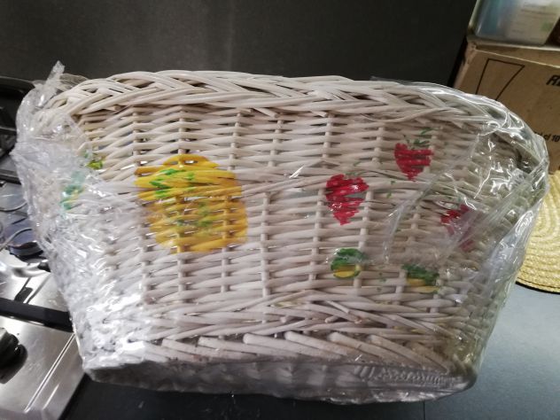 Cesto in vimini bianco con dipinti, porta oggetti, porta fiori - Foto 2
