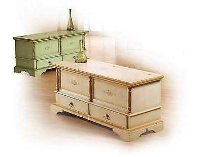 Mobili Classici Decorati Torino : Cassapanca In Legno 2 Cassetti Avorio e Ocra