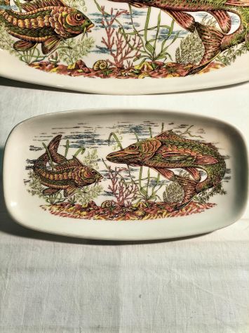 Set Vassoi Pesce Vintage Porcellana T Art Elaboration Condizioni Perfette - Foto 3