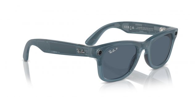 Ray-Ban Meta Wayfarer 1ª generazione Jeans opaco trasparente Polarizzate blu - Foto 4