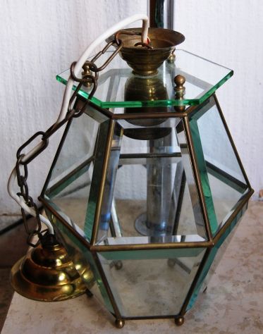 lampadario vintage a lanterna esagonale cristallo - Foto 4