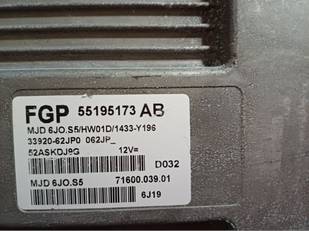 CENTRALINA MOTRE ECU SUZUKI SWIFT 1.3 DDIS 16V 70CV (2006) 55195173AB CENTRALI - Foto 4
