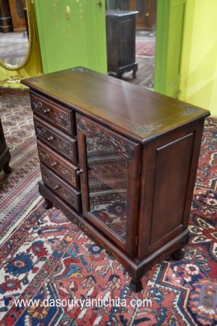 Coppia di cassettiere-vetrina stile Chippendale - Foto 3