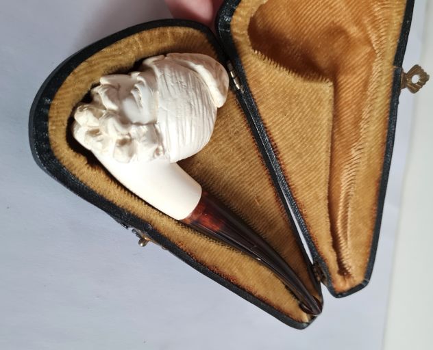 Pipa in schiuma di mare  vintage , sultano turco , intagliata a mano , mai fumat - Foto 4