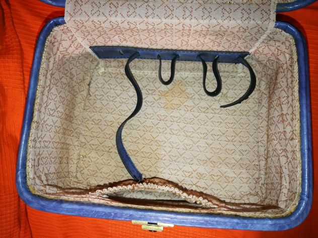 beauty case vintage blu con specchio rettangolare - Foto 6