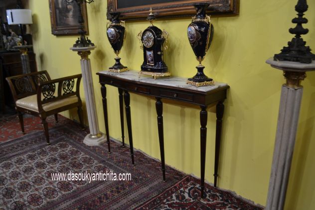 Console in mogano con piano in marmo anni 50 Mid-Century - Foto 6