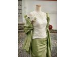 Completo elegante donna 2 pezzi raso con stola coordinata
