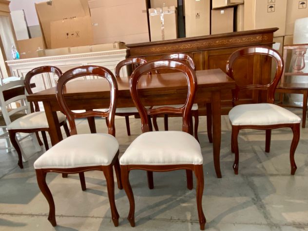 NUOVO SET 6 POLTRONCINE LUIGI FILIPPO NOCE MASSELLO, STILE '800 - Foto 7