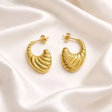 Gold Chunky Huggie Hoop Earrings for Women - Foto 3