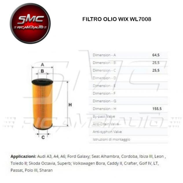 Wix Fo.Audi A3 1.9 Tdi 03 Wl7008