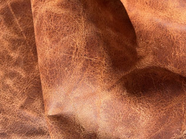 Pellame crazy horse a vegetale bottalato cognac - Foto 6