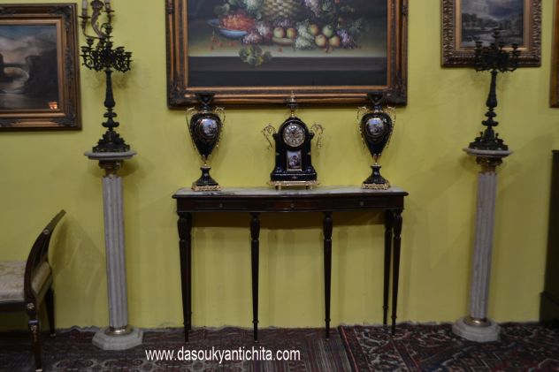 Console in mogano con piano in marmo anni 50 Mid-Century - Foto 4