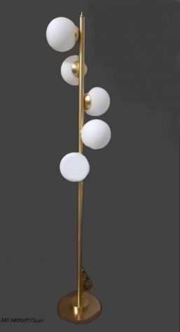 piantana lampada da terra nadia sfere vetro design 5 luci bianco opaco moderna