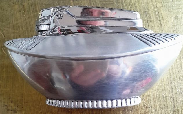 Accendino ronson da tavolo in metallo deco funzionante - Foto 4