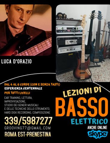 LEZIONI DI BASSO ELETTRICO 4,5,6 corde con e senza tasti (anche ONLINE)